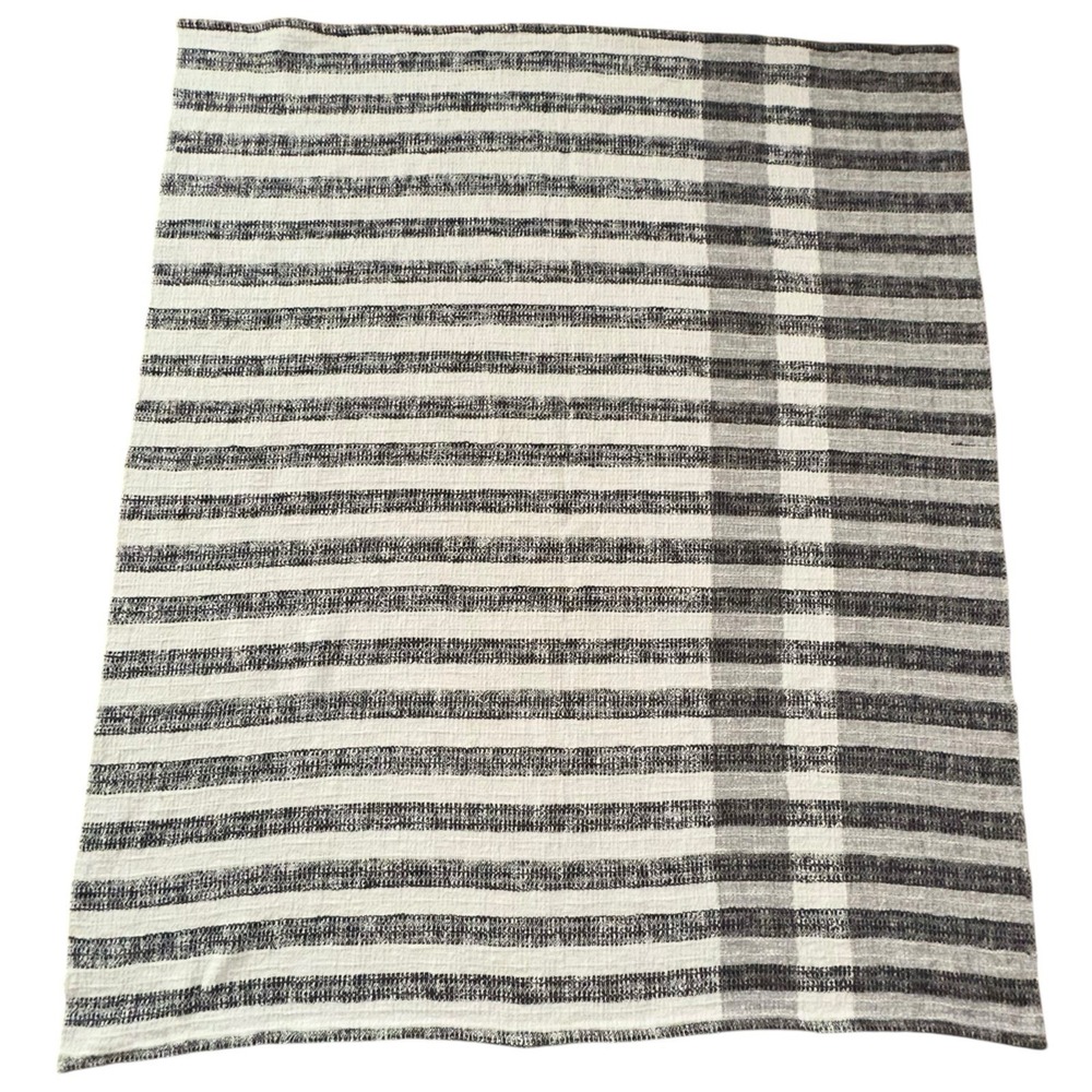 Contrast Edge Stripe Throw Blanket‎ Railroad Gray/Cream - Hearth & Hand Magnolia
